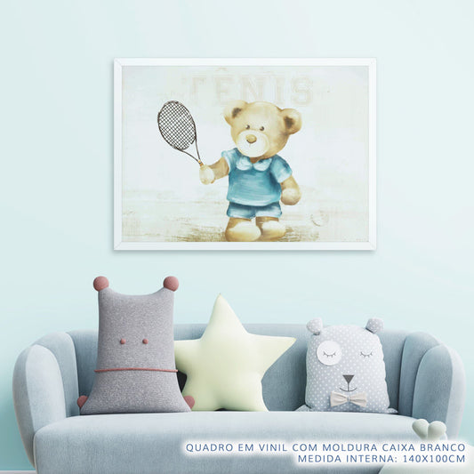 Quadro Infantil Urso Tenis Malva