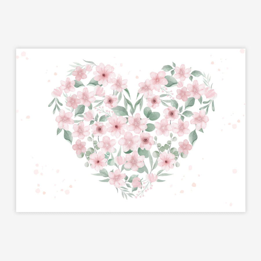 Quadro Infantil Jardim Coração Rosa