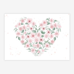 Quadro Infantil Jardim Coração Rosa