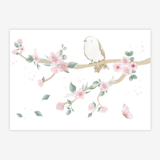 Quadro Infantil Jardim Galho a Direita Rosa