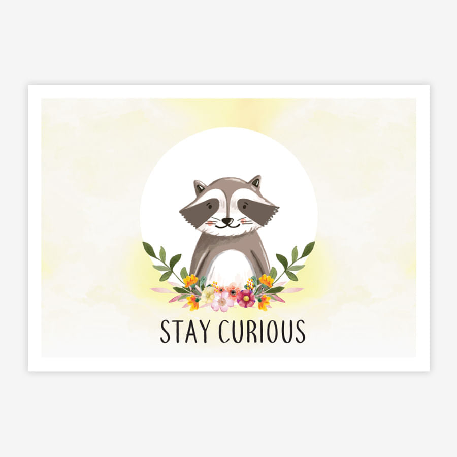 Quadro Infantil Esquilo Stay Curious Amarelo