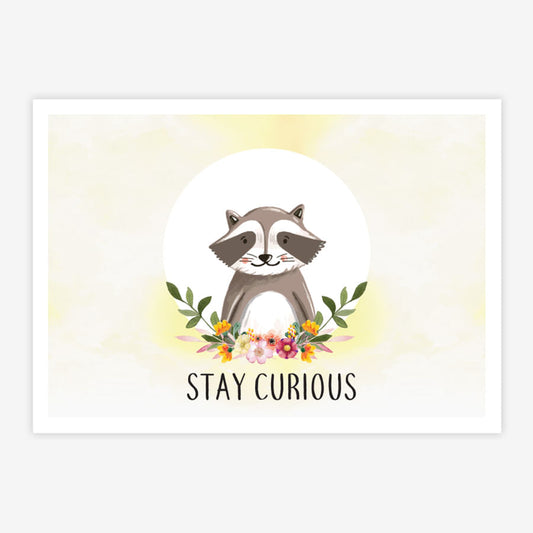 Quadro Infantil Esquilo Stay Curious Amarelo