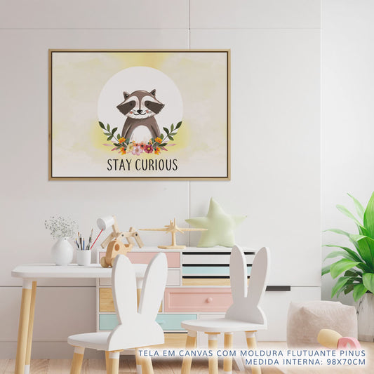 Quadro Infantil Esquilo Stay Curious Amarelo