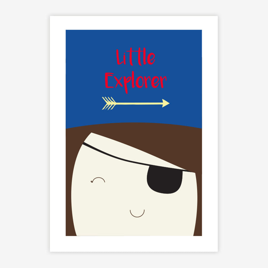 Quadro Infantil Menina Pirata Vermelho