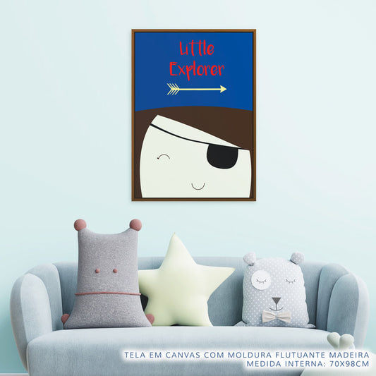 Quadro Infantil Menina Pirata Vermelho