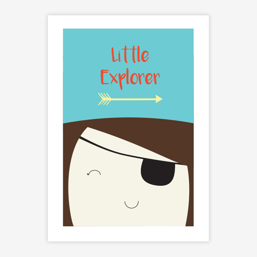 Quadro Infantil Menina Pirata Preto