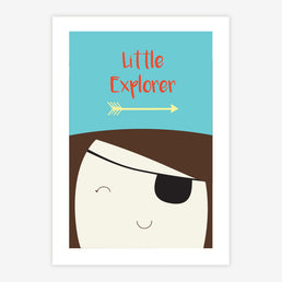 Quadro Infantil Menina Pirata Preto