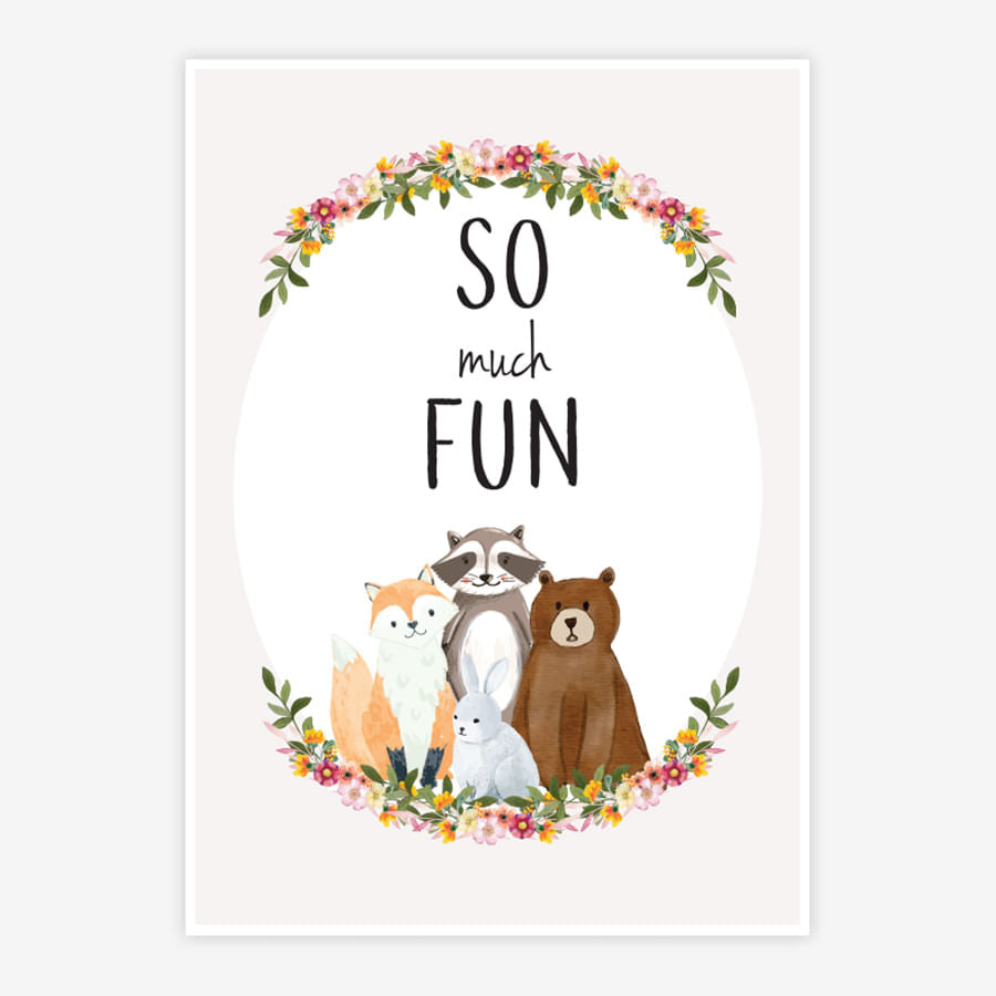 Quadro Infantil Animais So Much Fun Cru