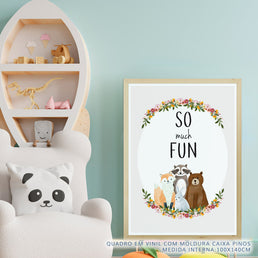 Quadro Infantil Animais So Much Fun Cru