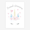 Quadro Infantil Aquarela Unicórnio Sweet Dreams Rosa