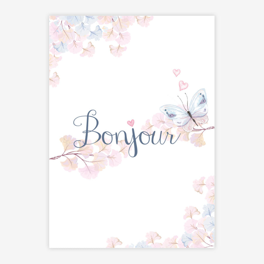 Quadro Infantil Aquarela Flores Bonjour Azul