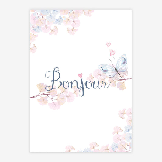 Quadro Infantil Aquarela Flores Bonjour Azul