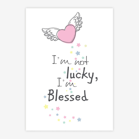 Quadro Infantil Coração Blessed Rosa