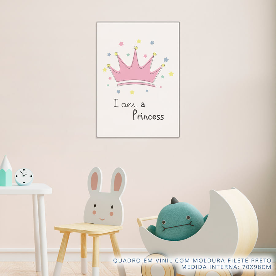 Quadro Infantil Coroa Princess Rosa