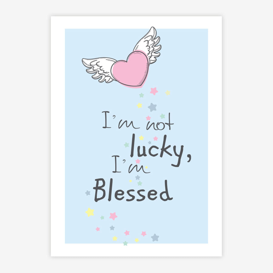 Quadro Infantil Coração Blessed Azul