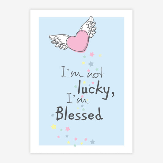 Quadro Infantil Coração Blessed Azul