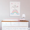 Quadro Infantil Aquarela Arco Íris Happiness Rosa