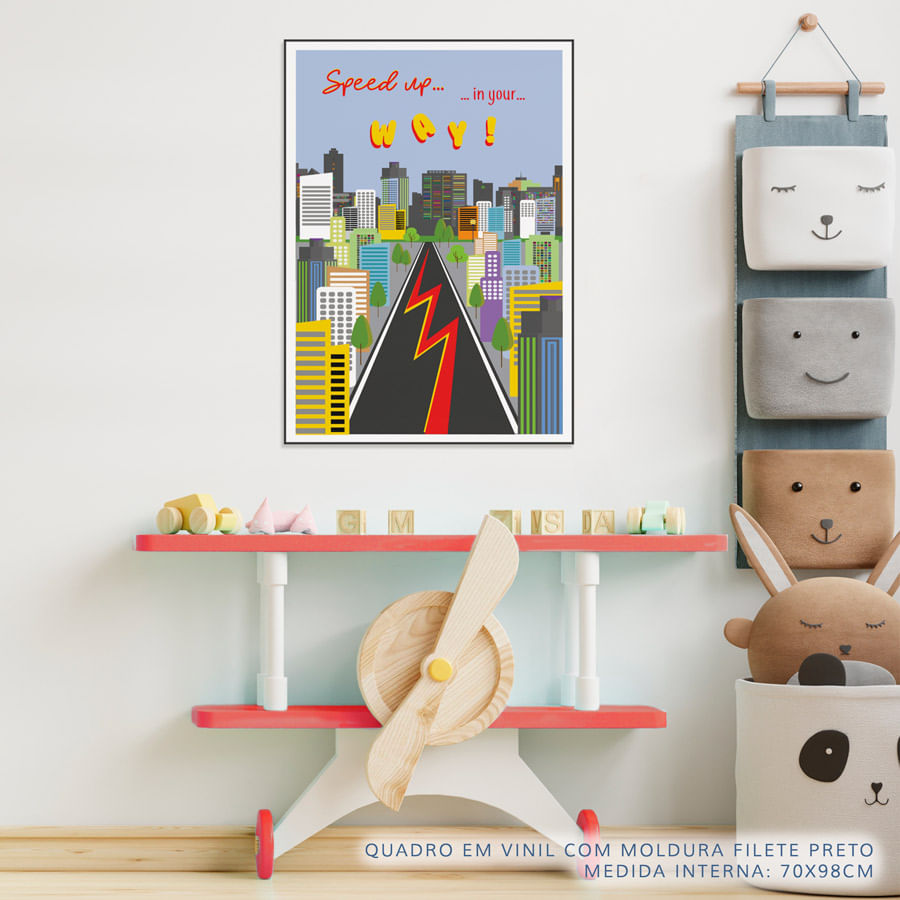Quadro Infantil Speed Up In Your Way Vermelho