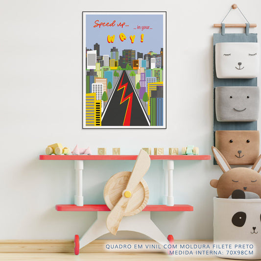 Quadro Infantil Speed Up In Your Way Vermelho