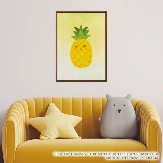 Quadro Infantil Tropical Abacaxi Amarelo