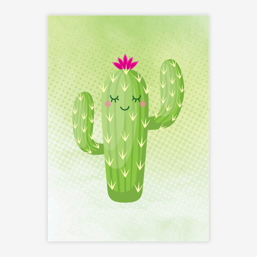 Quadro Infantil Tropical Cactos Verde