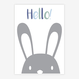 Quadro Infantil Coelho Hello Azul
