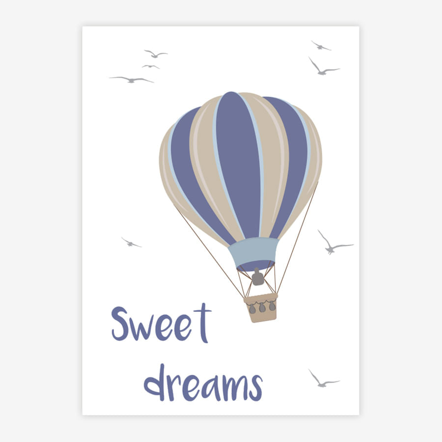 Quadro Infantil Balão Sweet Dreams Azul
