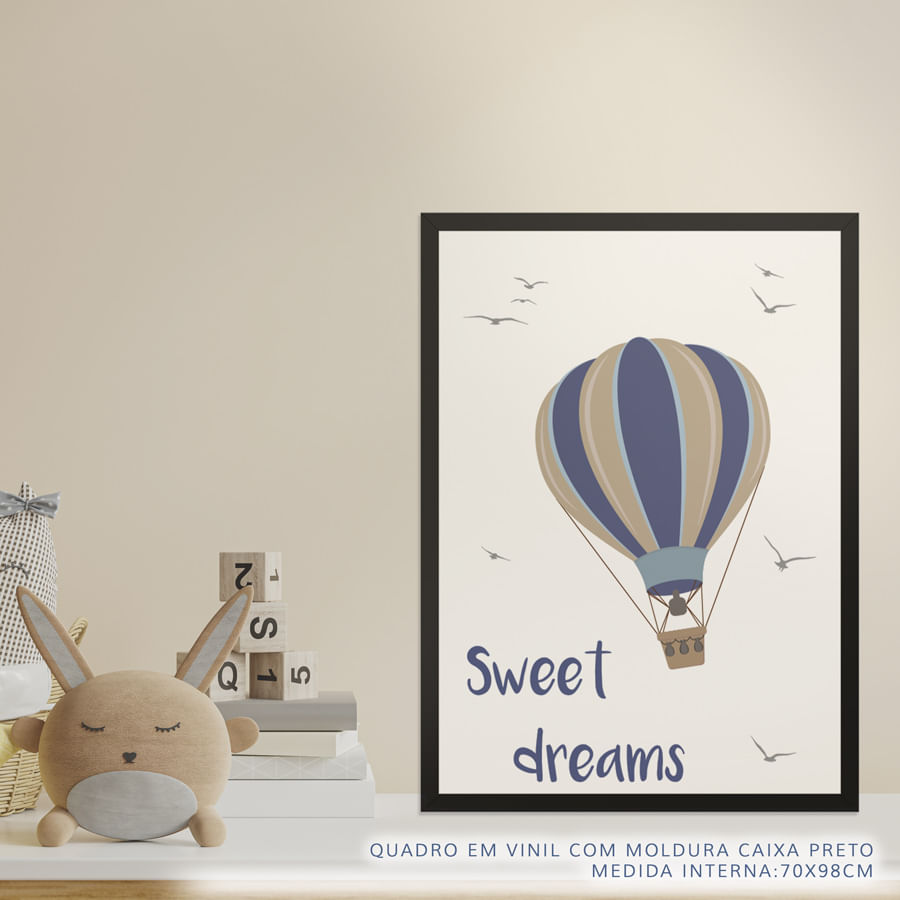 Quadro Infantil Balão Sweet Dreams Azul