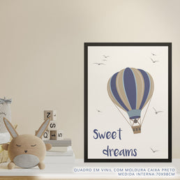 Quadro Infantil Balão Sweet Dreams Azul
