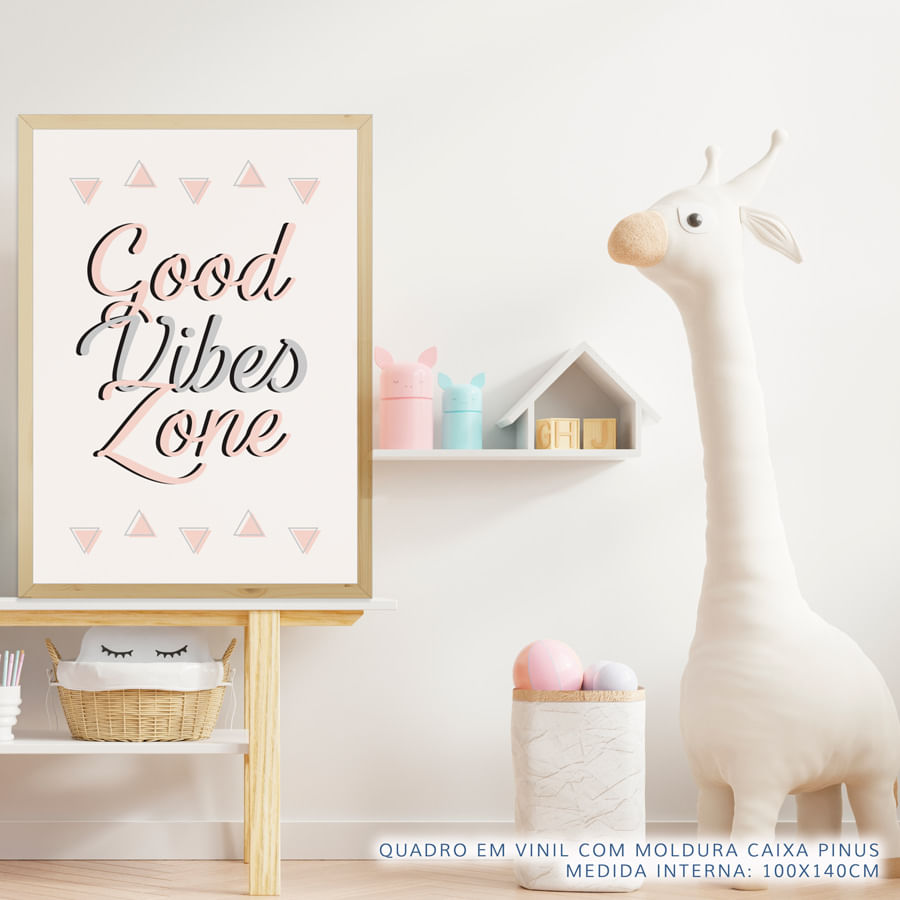 Quadro Infantil Good Vibes Rose