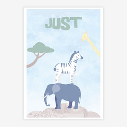 Quadro Infantil Animais Just Azul