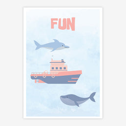 Quadro Infantil Animais Fun Azul