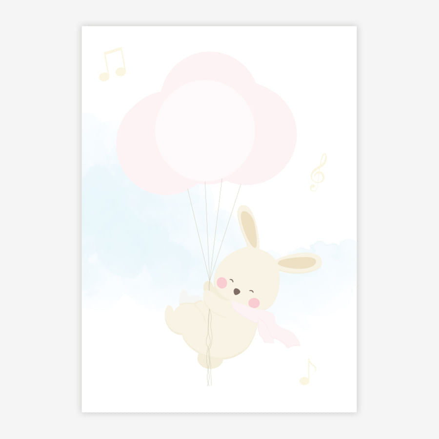 Quadro Infantil Coelho com Balões Salmão