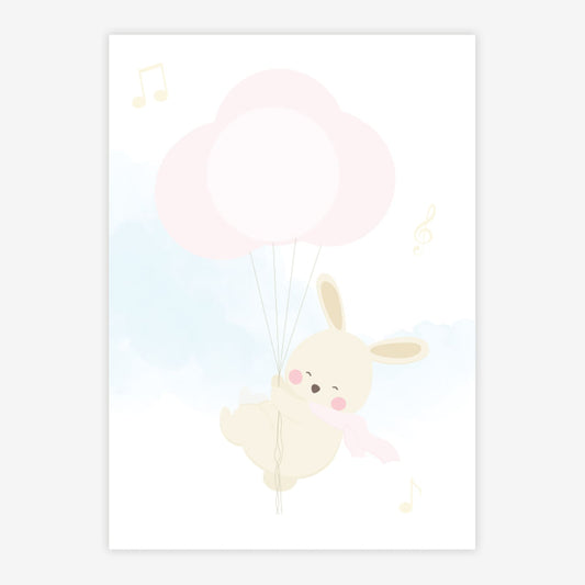 Quadro Infantil Coelho com Balões Salmão