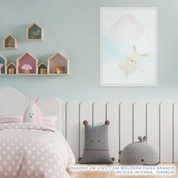 Quadro Infantil Coelho com Balões Salmão
