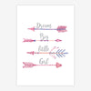 Quadro Infantil Flecha Dream Big Little Girl Rosa
