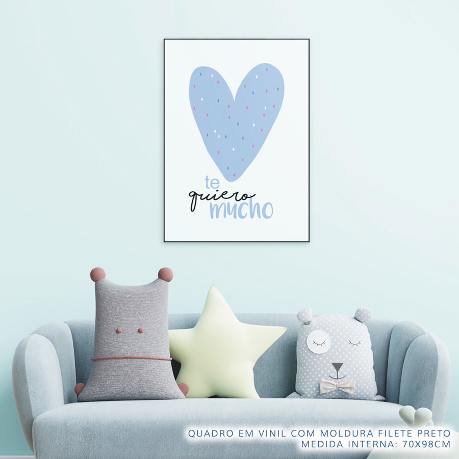 Quadro Infantil Te Quiero Mucho Azul