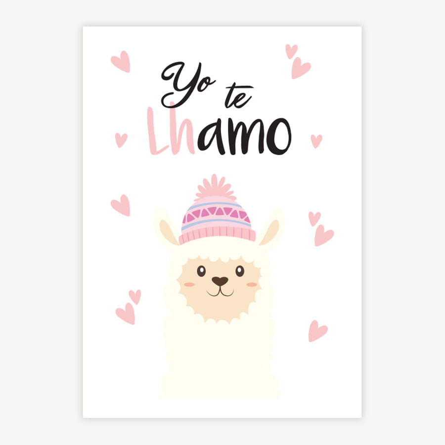Quadro Infantil Yo Te Lhamo Rosa