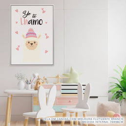 Quadro Infantil Yo Te Lhamo Rosa