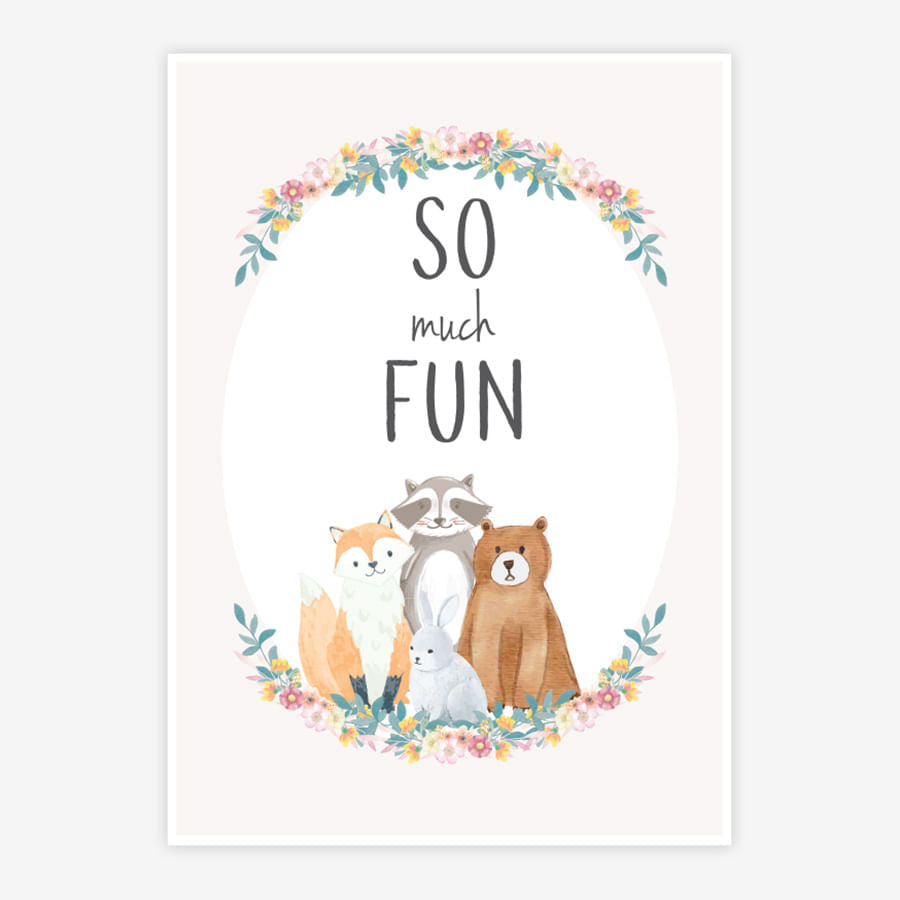 Quadro Infantil Animais So Much Fun Malva