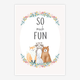 Quadro Infantil Animais So Much Fun Malva