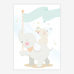 Quadro Infantil Elefante e Coelho Malabarista Malva