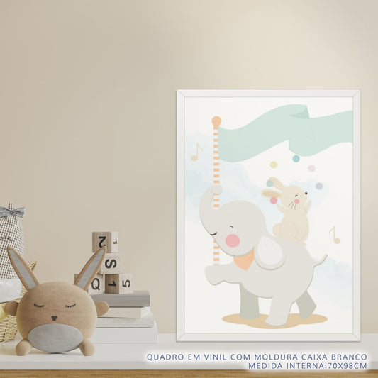 Quadro Infantil Elefante e Coelho Malabarista Malva