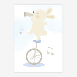 Quadro Infantil Coelho no Monociclo Azul