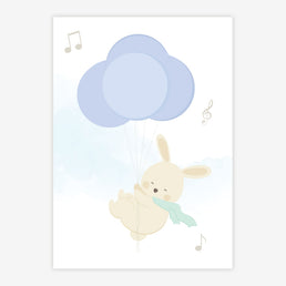 Quadro Infantil Coelho com Balões Azul