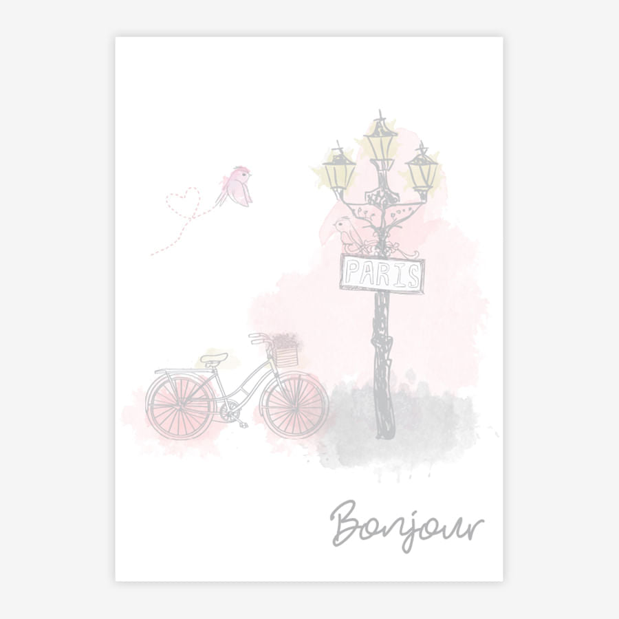 Quadro Infantil Paris Bonjour Rosa Vertical