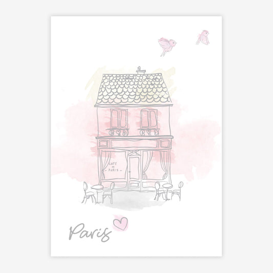 Quadro Infantil Paris Rosa Vertical