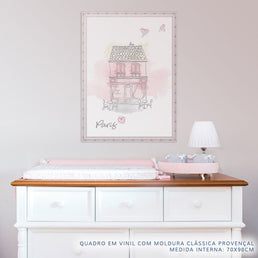 Quadro Infantil Paris Rosa Vertical