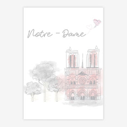 Quadro Infantil Paris Notre Dame Rosa Vertical