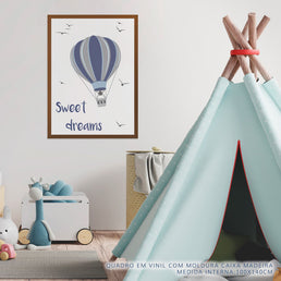 Quadro Infantil Balão Sweet Dreams Cinza